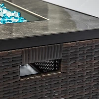 Streamdale Rattan Gas Fire Table with Tile Tabletop