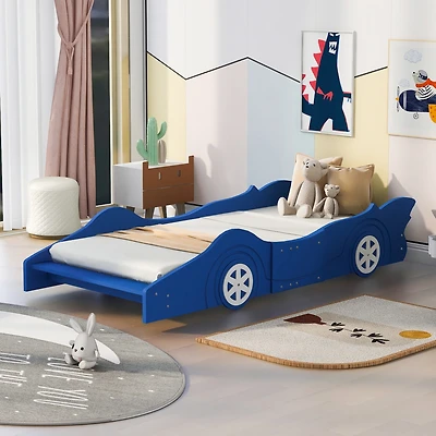 Streamdale Twin Size Race Car-Shaped Platform Bed With Wheels