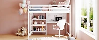 Streamdale Full Wooden Loft Bed With Shelves, Desk And Writing Board