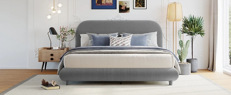 Teddy Fleece Platform Bed - Queen