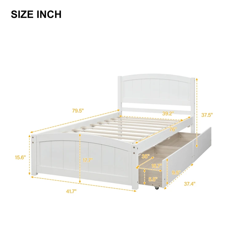 Streamdale Twin Platform Bed With Two Drawers