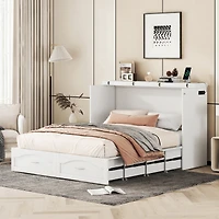 Streamdale Queen Size Wall Bed with Drawer and Charging Ports