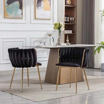 Streamdale Dining Chair, Thickened Fabric Chairs With Wood Legs, Set Of 2