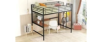 Simplie Fun Full Metal Loft Bed With Desk And Metal Grid
