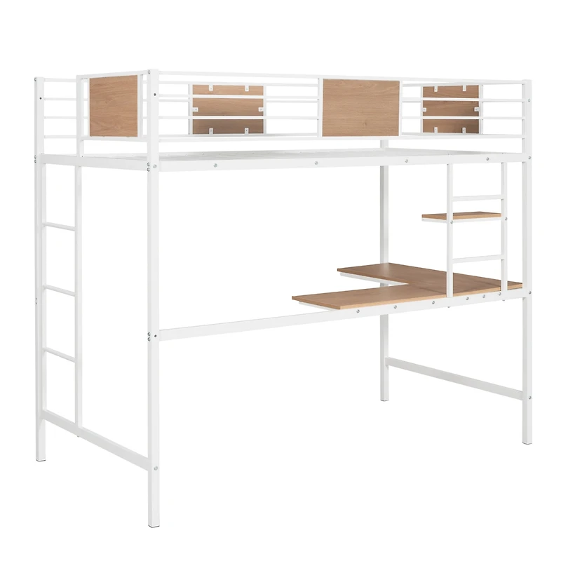 Streamdale Twin Metal Loft Bed With Desk And Shelve