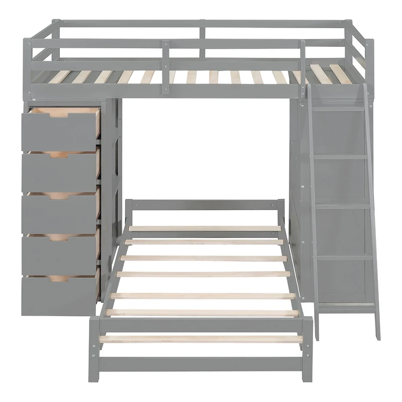 Streamdale Twin Over Twin Bunk Bed With Led Light And Usb Ports