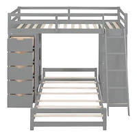 Streamdale Twin Over Twin Bunk Bed With Led Light And Usb Ports