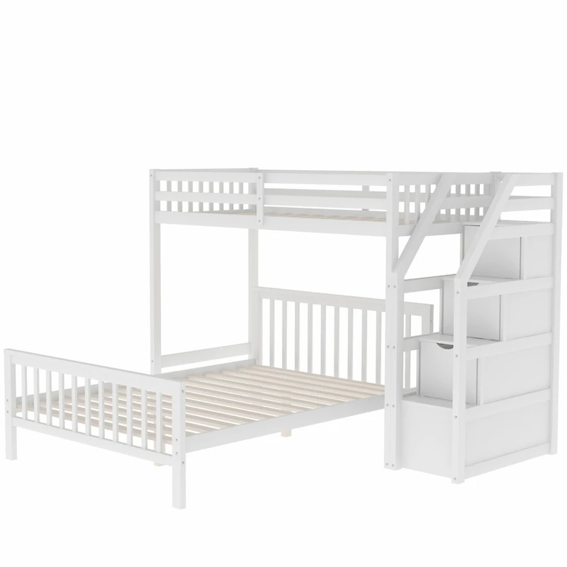 Streamdale Twin Over Full Loft Bed With Staircase