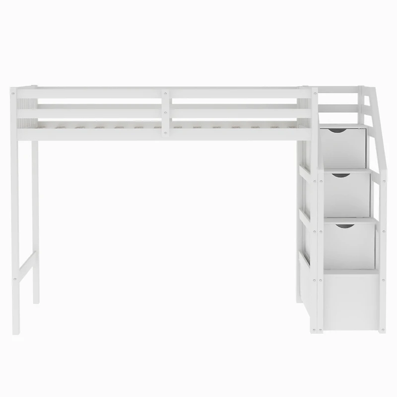Streamdale Twin Over Full Loft Bed With Staircase