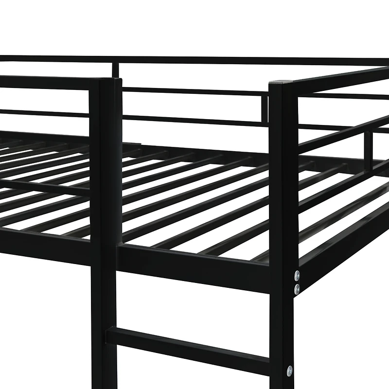 Streamdale Twin Metal Loft Bed With 2 Shelves And One Desk
