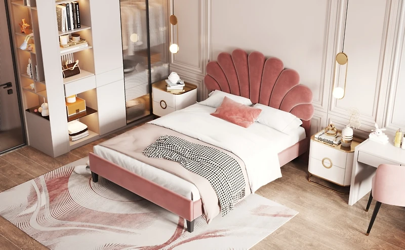 Streamdale Upholstered Platform Bed with Velvet Headboard