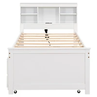 Streamdale Twin Bed with Storage Headboard, Trundle and Drawers