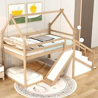 Streamdale Twin Over House Loft Or Bunk Bed With Slide And Staircase