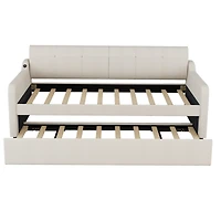 Streamdale Twin Upholstery Daybed with Trundle and Usb Charging
