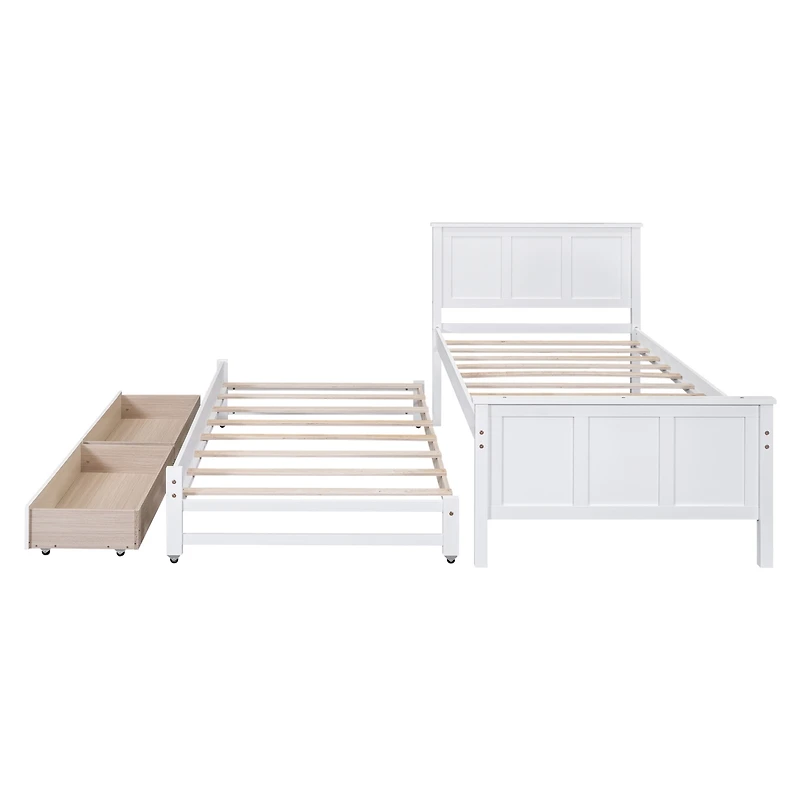 Simplie Fun Twin Size Platform Bed With Trundle And Drawers