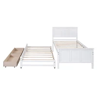 Simplie Fun Twin Size Platform Bed With Trundle And Drawers