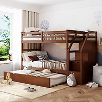 Streamdale Twin-Over-Twin Bunk Bed With Twin Trundle And 3 Storage Stairs