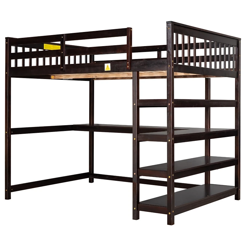 Streamdale Full Loft Bed With Storage Shelves And Under-Bed Desk