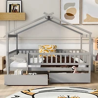 Streamdale Full Wooden House Bed With Two Drawers