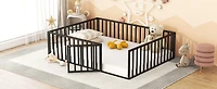 Queen Size Metal Floor Bed Frame With Fence And Door