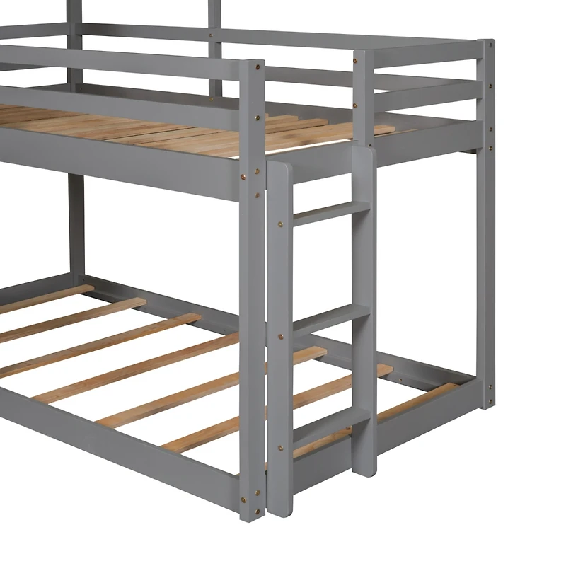 Streamdale Twin Over Bunk Bed Wood With Roof, Window, Guardrail, Ladder