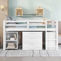 Streamdale Multifunctional Loft Bed with Desk, Storage, and Shelves