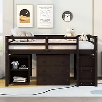 Streamdale Multifunctional Loft Bed with Desk, Storage, and Shelves
