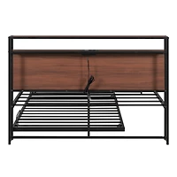 Streamdale Metal Platform Bed Frame w/ Trundle, Usb Ports