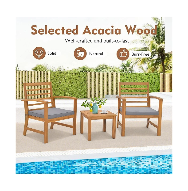 Slickblue 3 Pieces Outdoor Furniture Set with Soft Seat Cushions