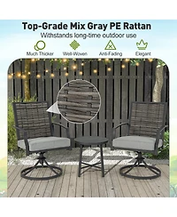 Slickblue 3 Piece Patio Swivel Chair Set with Soft Seat Cushions for Backyard