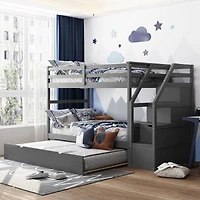 Streamdale Twin-Over-Twin Bunk Bed With Twin Trundle And 3 Storage Stairs
