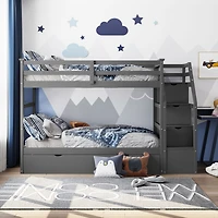 Streamdale Twin-Over-Twin Bunk Bed With Twin Trundle And 3 Storage Stairs