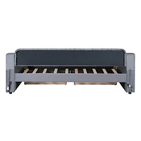 Twin Size Upholstered Daybed With Storage Armrests And Usb Port