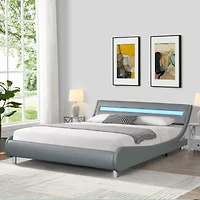 Simplie Fun Led-lit Faux Leather Queen Bed Frame
