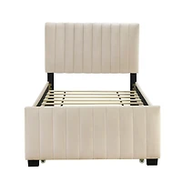 Streamdale Twin Velvet Upholstered Platform Bed With Trundle, Pink