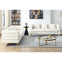 Streamdale 3 Seater + 3 Seater Combination Sofa.White Teddy(Ivory)