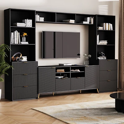 Streamdale Modern 4-Piece Entertainment Unit with Abundant Storage