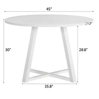 Streamdale Furniture Edo Contemporary Round Dining Table, Trestle Base, White Finish