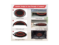 Slickblue 40 Inch Foldable Fitness Rebounder with Resistance Bands Adjustable Home