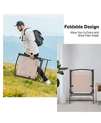 Slickblue Set of 2 Patio Dining Chairs with Armrests and Rustproof Steel Frame-Beige