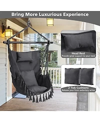 Slickblue Hanging Rope Swing Chair with Soft Pillow and Cushions
