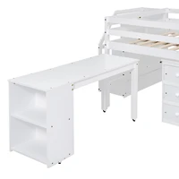 Streamdale Loft Bed with Desk, Drawers, Stairs, Shelves