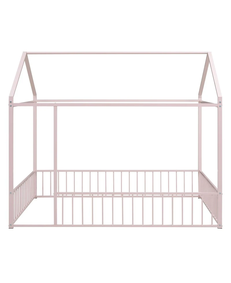 Streamdale Metal House Bed Frame with Fence for Kids