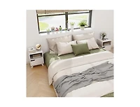 Slickblue Mid Century Modern Bedside Table with Storage Drawer and Open Shelf-White