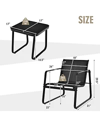 Slickblue 3 Pieces Patio Bistro Furniture Set with Glass Top Table Garden Deck-Black