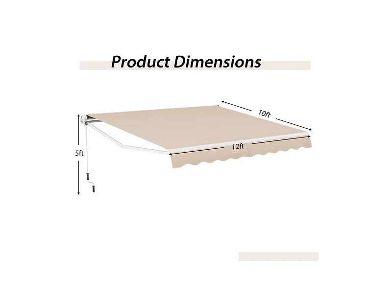 Slickblue 12 x 10 Feet Retractable Patio Awning Aluminum Sunshade Shelter-Beige