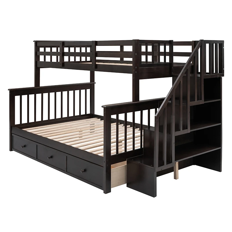 Streamdale Stairway Twin Over Full Bunk with Storage and Rail