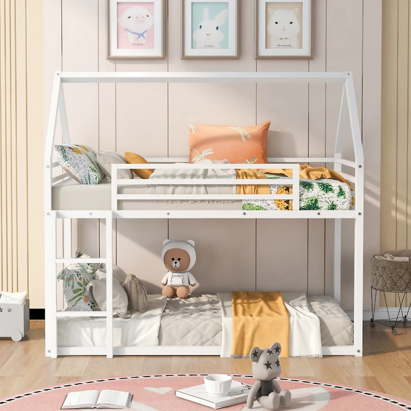 Streamdale Twin Over House Bunk Bed With Built-In Ladder