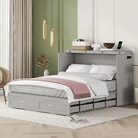 Streamdale Queen Size Wall Bed with Drawer and Charging Ports