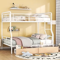 Streamdale Full Xl Over Queen Metal Bunk Bed with 2 Drawers, Black